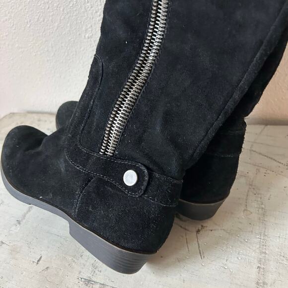 Nine West suede knee high riding boots zippers boho western fall black 6.5 - Picture 8 of 12